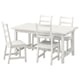 White NORDVIKEN dining set with extendable table and 4 wooden chairs.