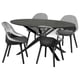 NORRMJÖLE / BALTSAR Table and 4 chairs, black marble effect/black, 170 cm