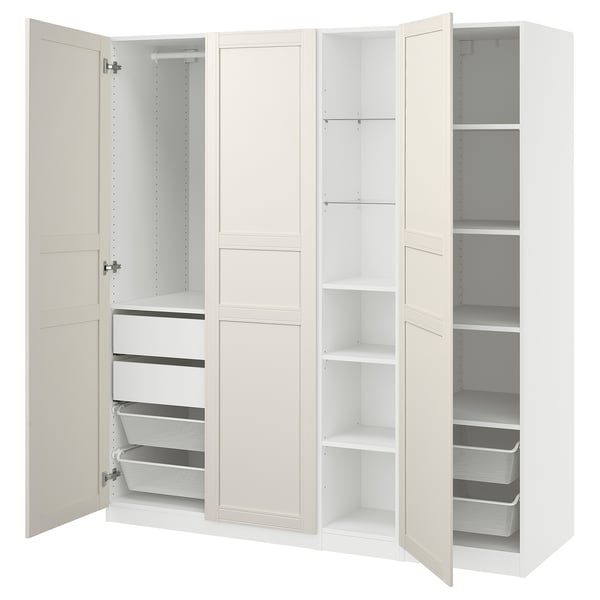 PAX / FLISBERGET Wardrobe combination, white/off-white, 185x60x201 cm