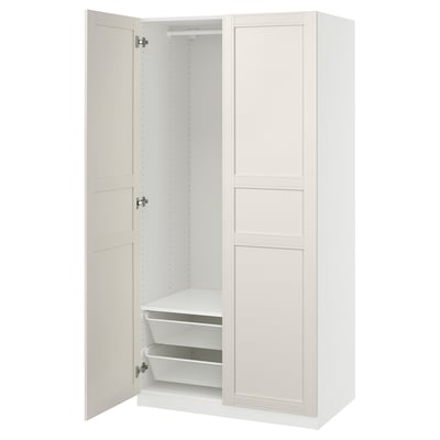 PAX / FLISBERGET Wardrobe combination, white/off-white, 100x60x201 cm