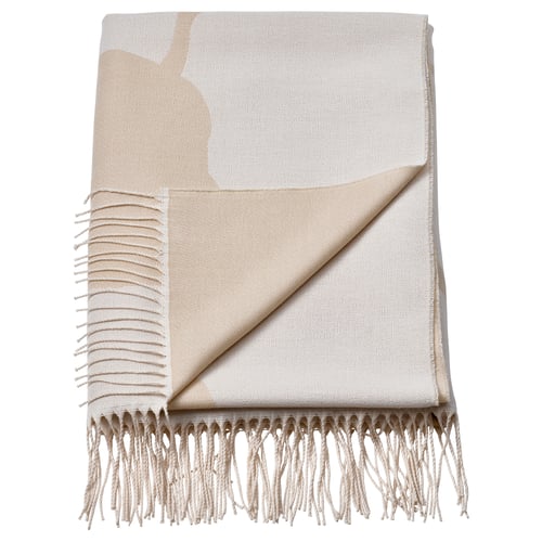 PERSIKOTRÄD Throw, off-white/grey-beige, 150x200 cm