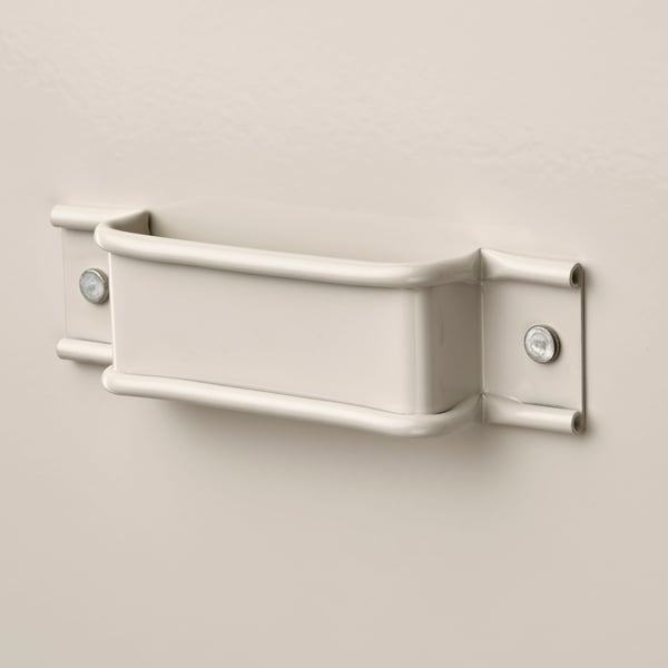 Metal storage box with smooth edges, supported by four bolts, perfect for organising and hiding items.