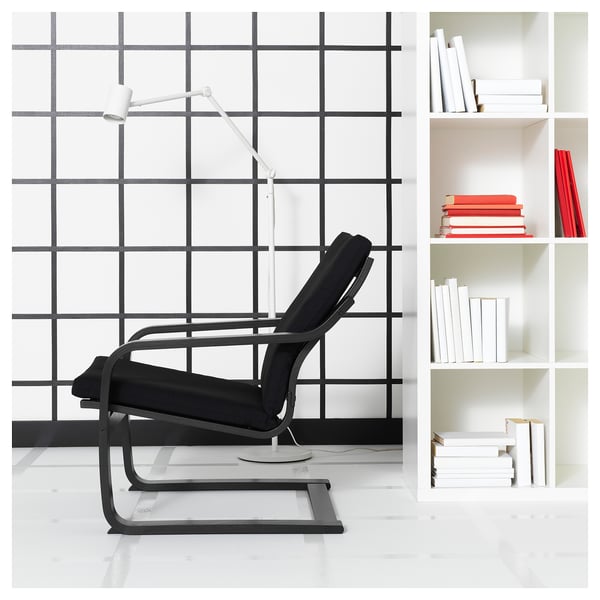 POÄNG Low-back armchair, black-brown/Vissle black