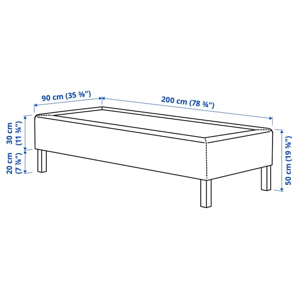 RENFJÄLLET Pocket spring mattress base, incl leg medium firm/Knisa light beige, 90x200 cm