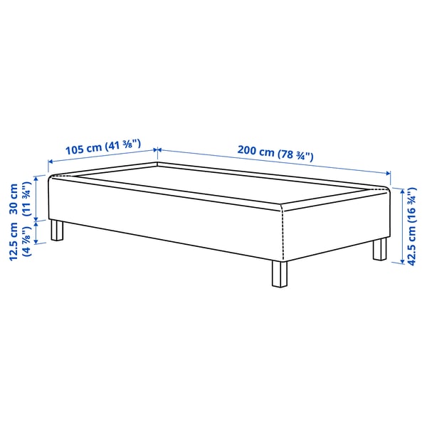 RENFJÄLLET Pocket spring mattress base, incl leg medium firm/Tibbleby beige/grey, 105x200 cm