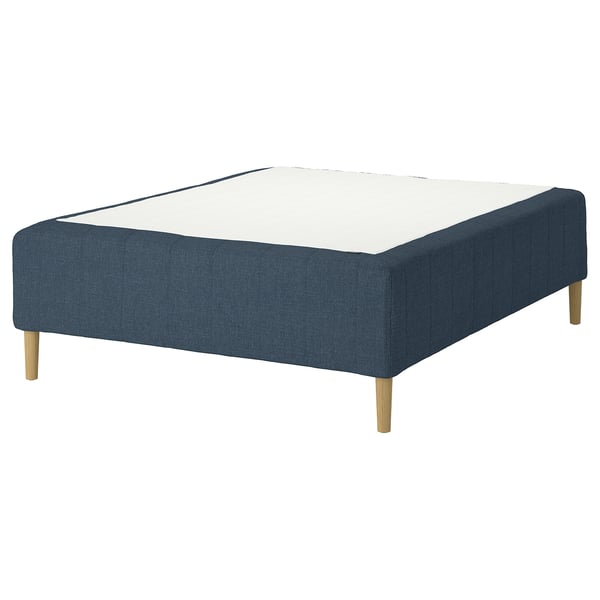 RISHÖJDEN Pocket spring mattress bse, 7 zones, incl leg medium firm/Kilanda dark blue, 160x200 cm