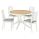 ROSENTORP / NÄSINGE Table and 4 chairs, ash veneer white/Tibbleby beige-grey white, 110/155 cm