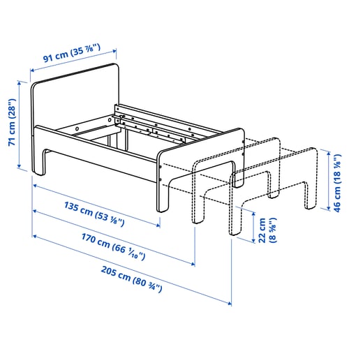Illustration with measurements for the product: SLÄKT.
