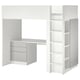 An ikea SMÅSTAD white loft bed set with desk, wardrobe, and shelves.