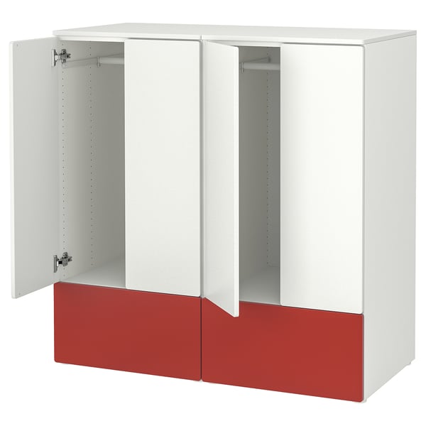 Red & white SMÅSTAD wardrobe for kids storage