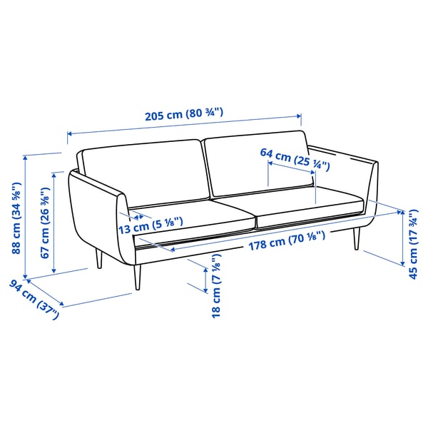 Illustration with measurements for the product: SMEDSTORP.