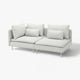 Modern SÖDERHAMN white l-shaped sofa with plush cushions and sleek metal legs.