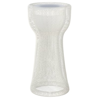 SOLVINDEN white lamp. Sleek, cylindrical design with intricate mesh pattern. Made of abs plastic and steel.