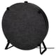 A gray, circular ikea STARKVIND air purifier on a black stand.