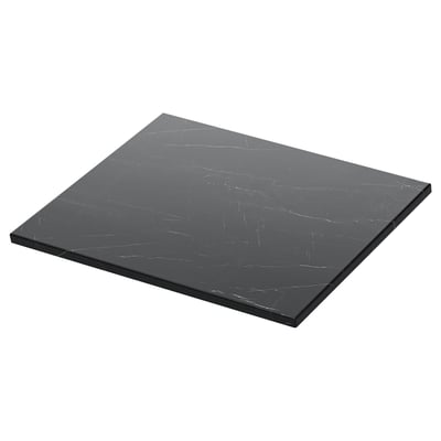 Black marble-look countertop, rectangular, sleek modern design.