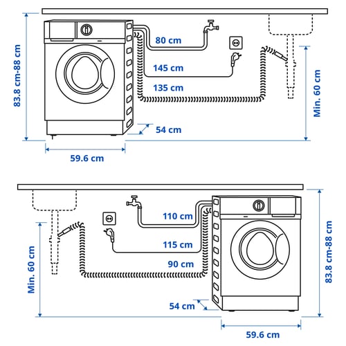 TVÄTTAD Integrated washing machine, white
