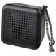Black VAPPEBY speaker, square shape, waterproof, with patterned cord attached.