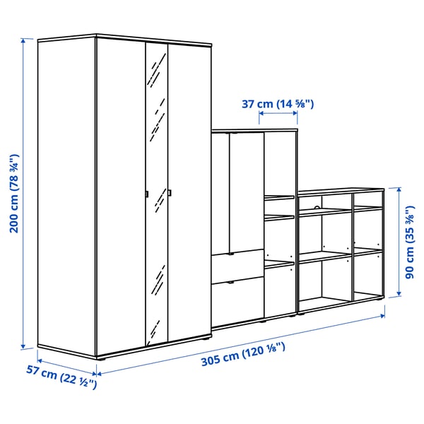 Illustration with measurements for the product: VIHALS.