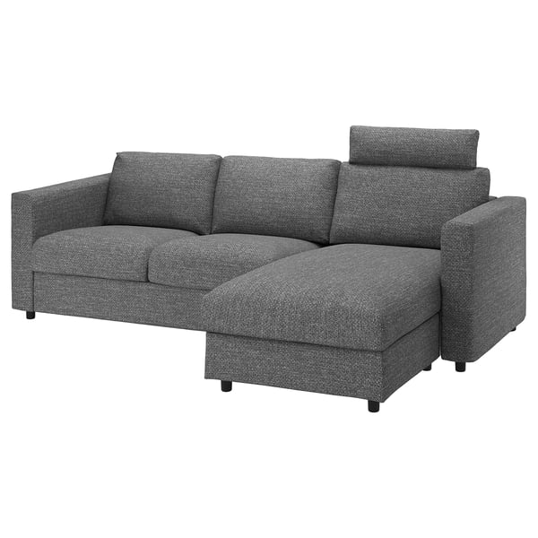 VIMLE sectional sofa, grey, modern design with l-shaped chaise, comfortable textile upholstery.