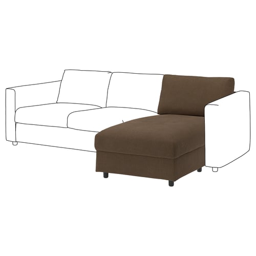 VIMLE Chaise longue section, Mosshed dark brown