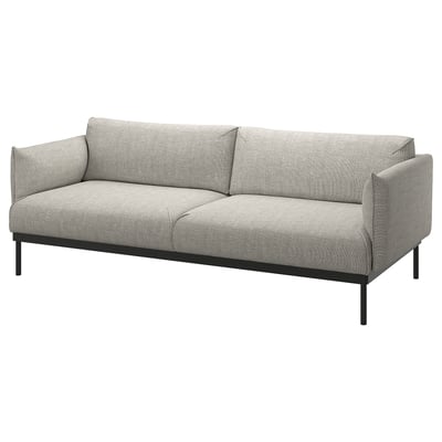 Arylind soffa, grå, tyg, modern fyrkantig form, tunna metallben