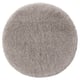 Rund, grå, plyschig badrumsmatta med mjuk mikrofiberstruktur, lugg av återvunnen polyester och latexbaksida, perfekt för komfort och absorption.