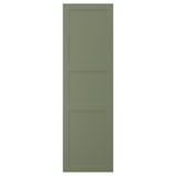 AXSTAD dörr i grönt med grågrön infälld panel, rektangulär och minimalistisk design, tillverkad av träfiberskiva med melamin och plastfolie.