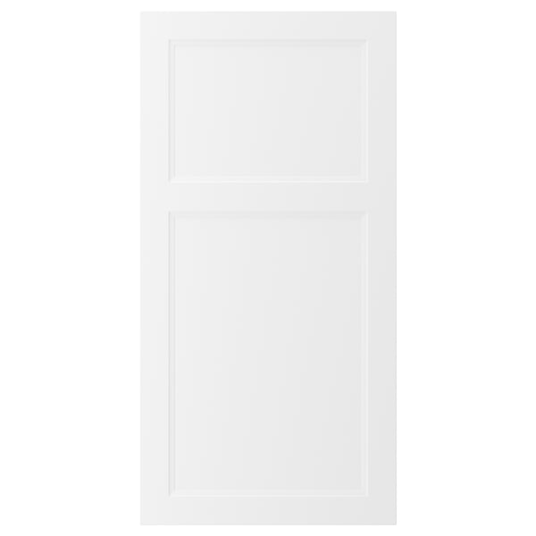 Vit AXSTAD skåpdörr med klassisk-modern design, mjuka linjer, fiberplatta.