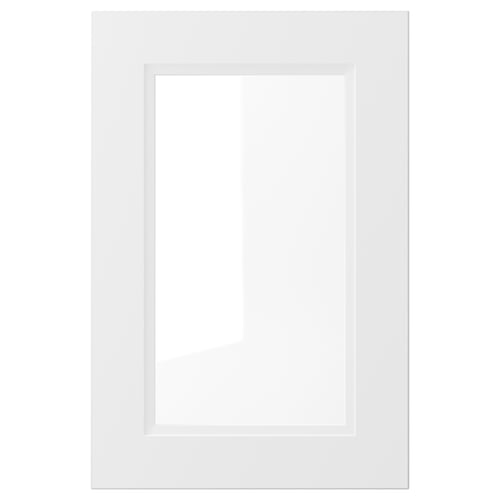AXSTAD vit skåpdörr, rektangulär med mjuka linjer, vit plast och glas, modern eller traditionell design.