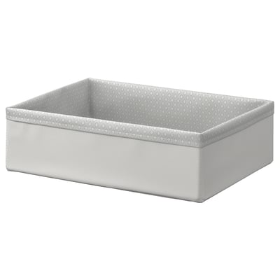 BAXNA: rektangulär, vit organisatör, tyg, djup låda, återvunnen polyester, enkel design.