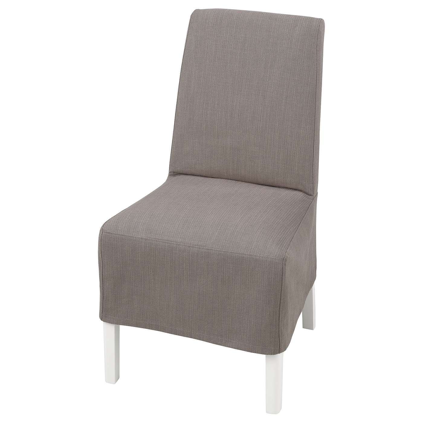 BERGMUND stol, grå tweed, träben, hög rygg, stoppad sits.