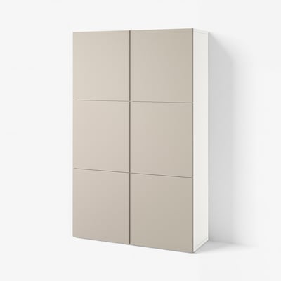 BESTÅ Förvaring med dörrar, vit/Lappviken ljust gråbeige, 120x42x193 cm
