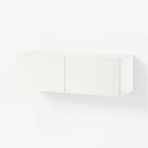 BESTÅ Hylla med dörrar, vit/Sutterviken vit, 120x42x38 cm