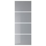 BJÖRNÖYA: skjutdörrset i frostat glas med fyra paneler. Modern, minimalistisk design. Rektangulär form, glasemaljfinish.