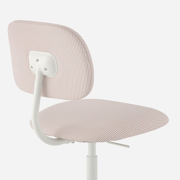 Modern kontorsstol i modell BLECKBERGET med justerbar sits och vadderat ryggstöd med elegant vit ram och mönstrat tyg.