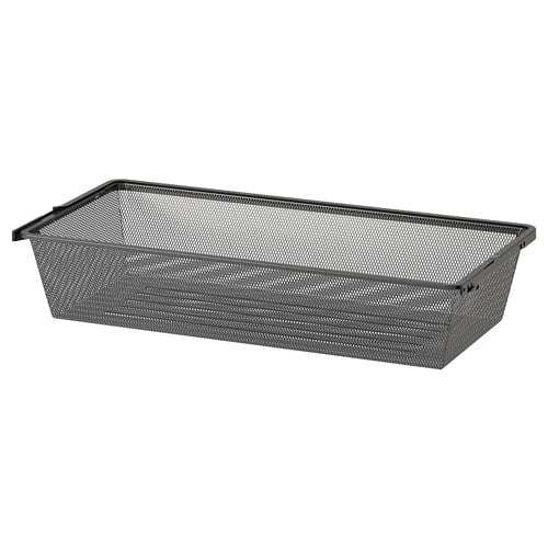 BOAXEL förvaringskorg i nät; grå; rektangulär; robust metall och plast; Modern design.