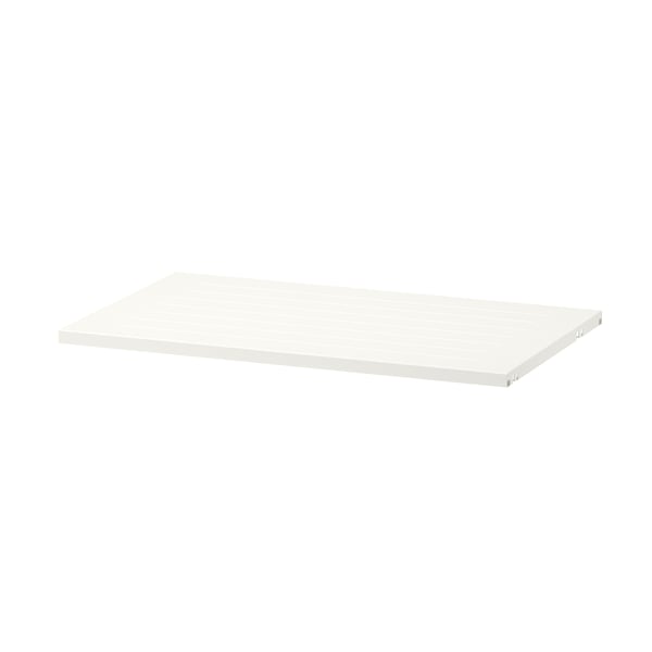 Vit BOAXEL hylla, rektangulär, metallkant, enkel design.