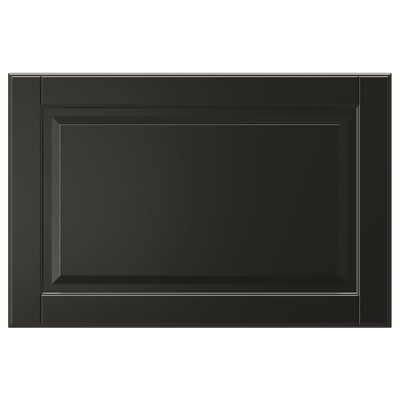 Svart BODBYN skåpdörr med fasad panel, slät lack, klassisk design.