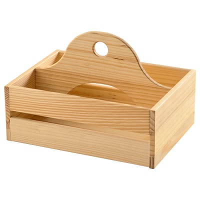 Trälåda CHOKLADHAJ, ljusbrun, trähandtag, rektangulär.