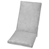 En DUVHOLMEN ljusgrå stolsdyna med mjuk polyesterfyllning och en slät, elegant design.