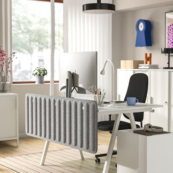 EILIF Avskärmning för skrivbord, grå, 140x48 cm