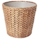 Handvävd cylindrisk korg, naturlig beige, vattenhyacint, intrikat gitterdesign, innerfoder.