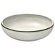 GLADELIG ugnsform, vit, stengods, rund, djup, sandig glasyr.