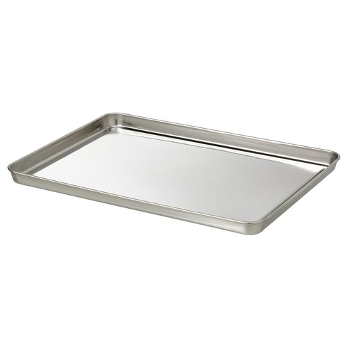 Serveringsbricka i rostfritt stål, elegant och rektangulär, perfekt för utomhusbruk, hållbar, lätt design.