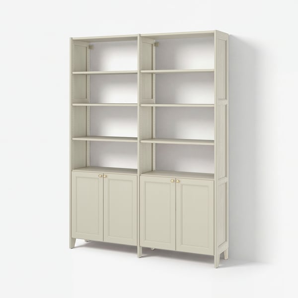 GULDDRAGARE Förvaringskombination, beige/med 4 dörrar med hyllplan, 159x37x216 cm