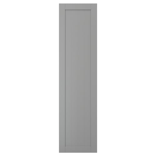Grå GULLABERG garderobsdörr med fyrkantiga paneler och stilren design.