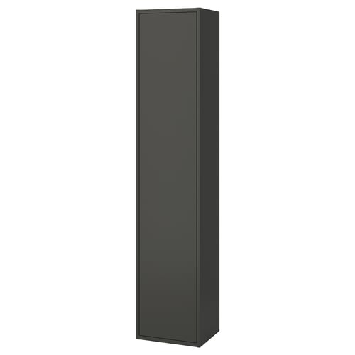 Havbaeck högt svart badrumsskåp, modern design, grå matt finish.