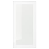 Vit HEJSTA vitrinskåpsdörr, metallinramad, klar glaspanel, elegant modern design.
