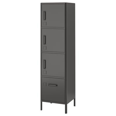 Svart förvaringsskåp IDÅSEN med flera fack och en elegant, modern design.