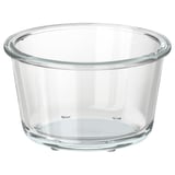 IKEA 365+ skål i klarglas, rund och transparent, tillverkad av slitstarkt värmebeständigt glas.
